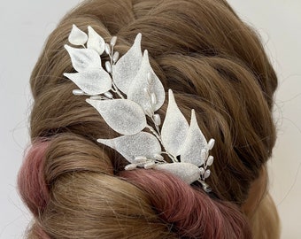 Hair accessories leaves, Bridal headpiece, Verse bridal hair piece, Bridal crystal headpiece, Wedding hair, Leaf headband, Veil clip,