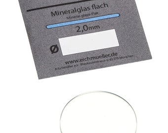 Uhrenglas Ersatzglas Mineralglas Flach Stärke 2,0 mm Ø 20 - 40 mm Eichmüller