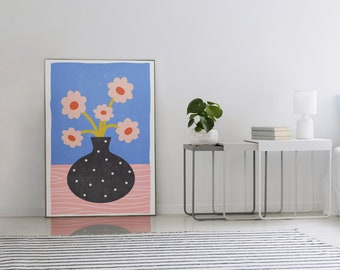 Poster „Blumenvase Rosa“