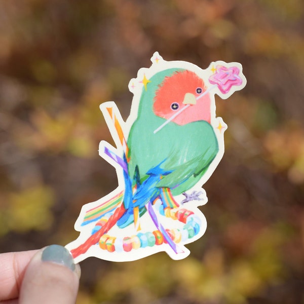 Candy Birb Sticker ||  Sweet Lovebird Sticker || Waterproof Glossy Sticker ||