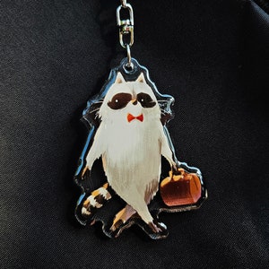 Work Raccoon Acrylic Charm || 2.5 in Epoxy Charm || Double-Sided Charm Accessory || Trash Panda Keychain ||