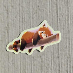 Roter Panda Sticker || Wasserdichter Mattaufkleber || Faulenzer Roter Panda Aufkleber ||
