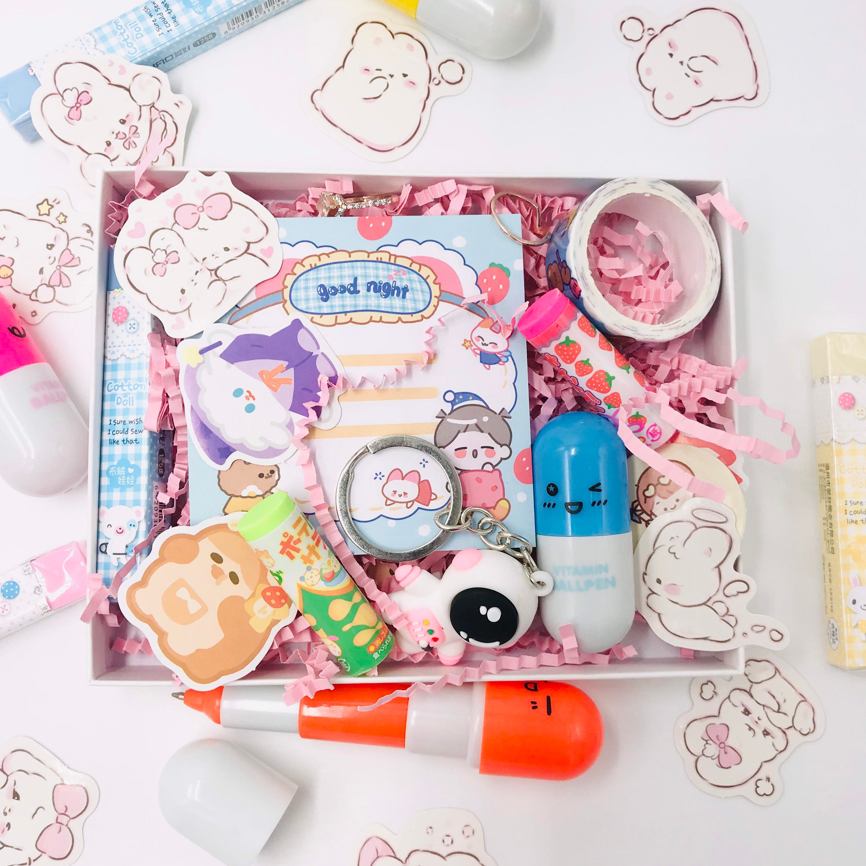 Kawaii Stationery Mystery Box Washi Tapes Erasers Pens Etsy