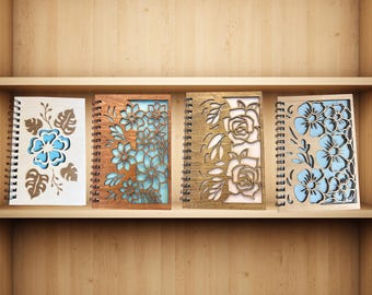 Personalized Floral Wood Journal | Custom Laser Cut Notebook | Gift for Her | Bridesmaid Gift | Graduation Gift | Custom Name Notebook