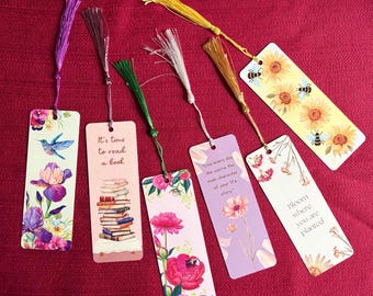 Personalized Metal Bookmark | Custom Image Bookmark | Floral & Inspirational Designs | Tassel Bookmark Gift