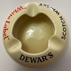 White Label Dewars Scotch Whiskey Ashtray