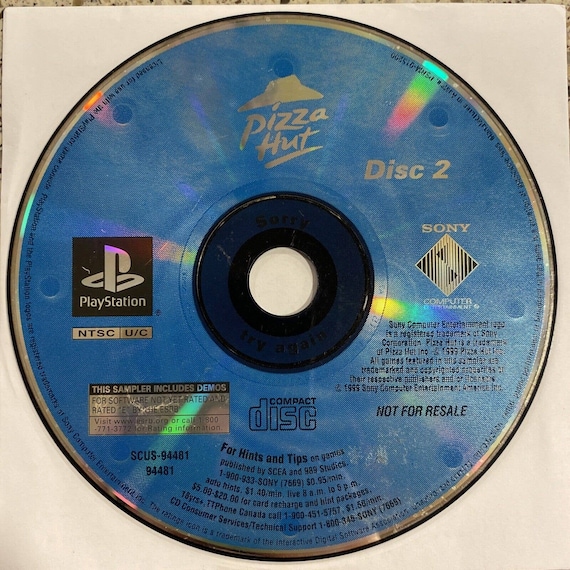 Pizza Hut Original Playstation Ps1 Pizza Powered Demo Disc 2 Etsy