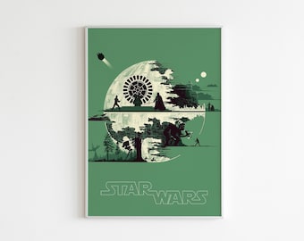 Gwiezdne Wojny, Gwiazda Śmierci, Wydruk Cyfrowy, plakat filmowy, wydruk filmu, wydruk Gwiezdnych Wojen, wystrój Gwiezdnych Wojen, natychmiastowe pobieranie, sztuka ścienna, wystrój domu