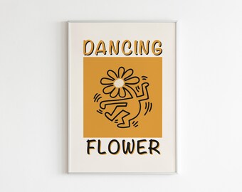 Dancing, Flowers, Dance, Digital print, Wall Art, Home Decor, Print, Minimalist print, Minimalist poster, Line art, Flower print, Flower art