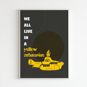 The Beatles Print, Yellow Submarine wall art, wall art, digital print, music wall art, beatles poster, instant download, typography print
