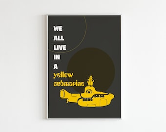 The Beatles Print, Yellow Submarine wall art, wall art, digital print, music wall art, the beatles poster, instant download, typography print