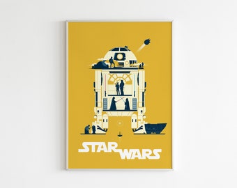 Star Wars, Digital Print, movie poster, movie print, star wars print, star wars decor, instant download, jedi, wall art, home decor, r2d2