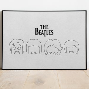 The Beatles Print, wall art, digital print, music wall art, beatles poster, instant download, beatles decor, black and white beatles
