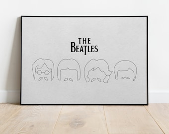 The Beatles Print, wall art, digital print, music wall art, beatles poster, instant download, beatles decor, black and white beatles