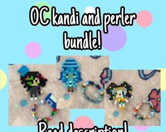 Bracciale OC Kandi e ciondolo con perline Perler! (LEGGI LA DESCRIZIONE)