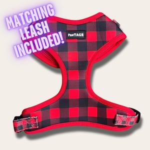 Plaid Dog Harness, Dog and Cat Collar Harness Set, Flannel Pet Gear