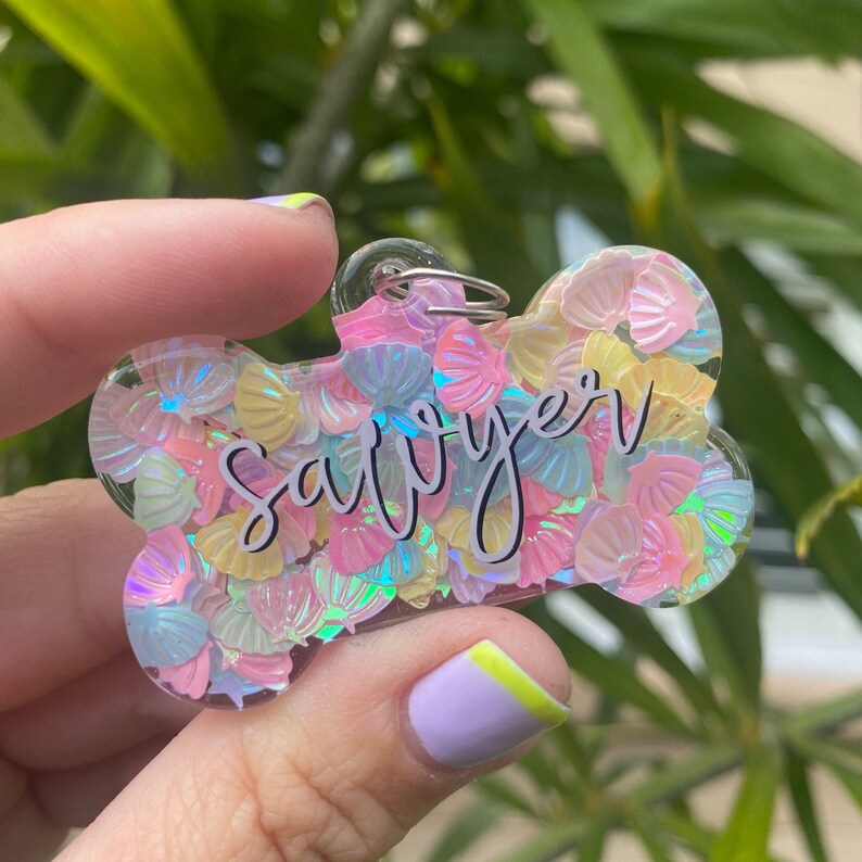 Seashell Dog Tags Custom Pet ID Tags Resin Dog Tags Etsy