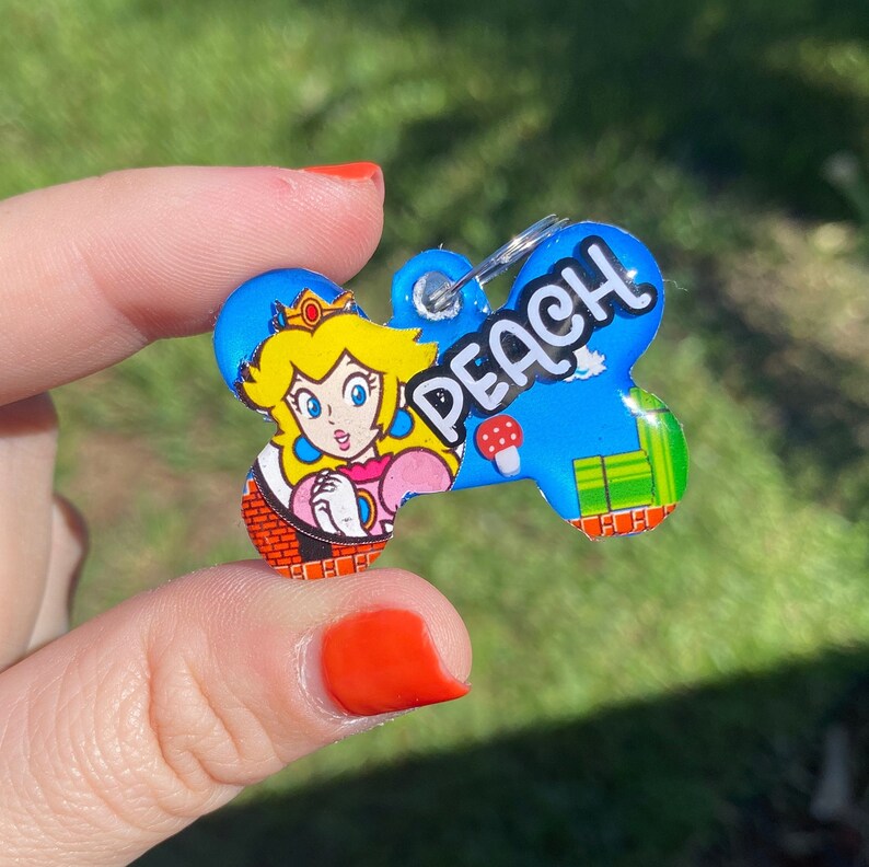 Princess Peach Dog Tag Super Mario Dog Tag Custom Pet Tags Etsy