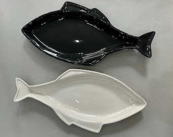 Plate for fish, dish for fishes, handmade porcelain dish, gift for him, unique gift, table setting, gift for the kitchen