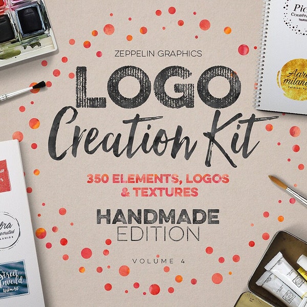 Logo Creation Kit Handmade Edition Logo Template Creator Kits Bundle PSD and AI editable artistic logo