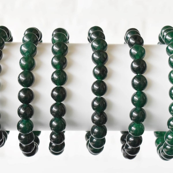 Green Jade Bracelet A Round Bead Bracelet,  Gemstone Bracelet 4mm, 6mm, 8mm, 10mm