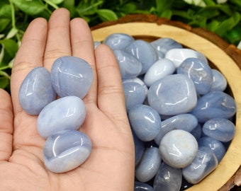 Blue Lace Agate Tumbled Stones A Grade Healing Crystals Tumbled Stones in pack sizes of 1,2,3,5 and 10 Pieces