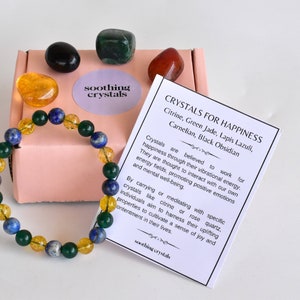 Promoting HAPPINESS Crystals Set, Gift For Happiness,Crystal Happy kit, Crystal Luck Stones,Begging Crystal Kit,Stones Gift Set,Happy Stones