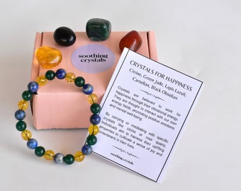 Promoting HAPPINESS Crystals Set, Gift For Happiness,Crystal Happy kit, Crystal Luck Stones,Begging Crystal Kit,Stones Gift Set,Happy Stones