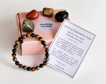 PROTECTION Crystals Set, Crystal Cleansing Set, Healer Protection Crystals, Protection Crystals Kit, Grounding Protection Kits, Gifts Stones