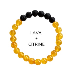 Citrine Bracelet with Lava Diffuser Stone - Aromatherapy Lava Bead Jewelry, Essential Oil Diffuser, Unique Wellness Gift for Self-Care
