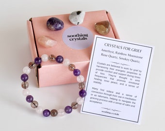 GRIEF Support Crystals Set, Grief Gifts, Stone Grief, Healing Crystals Support For Grief, Grief Healing Stones Gifts Kit, Crystal Gift Set