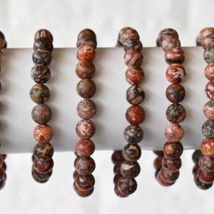 Leopardskin Jasper Bracelet A Round Bead Bracelet, Gemstone Bracelet 4mm, 6mm, 8mm, 10mm