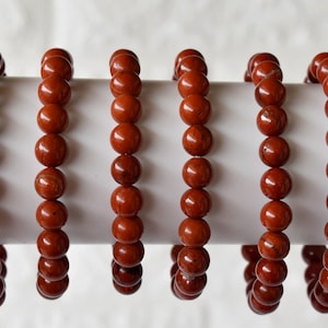 Red Jasper Bracelet AAA Round Beaded Bracelet Healing Bracelet, Handmade Stretch Bracelet 4mm, 6mm, 8mm, 10mm