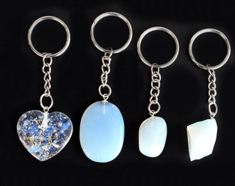 Opal Crystal Keychain, Crystal Keychain, Gemstone Keychain, Natural Stone Keychain, Crystal Gift, Natural Crystal Keychain, Crystal Key Ring