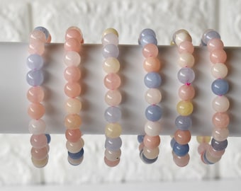 Radiant Crystal Morganite Round Bead Bracelet - Healing & Balance, Handmade Stretch Bracelet 6mm, 8mm Gemstone Jewelry for Spiritual Growth