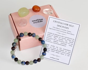 Encourages SELF-DISCOVERY Crystals Set, Discovery Crystal Gift Box, Self Growth Crystal Stones, Crystal Healing Kits, Self Motivation Kits
