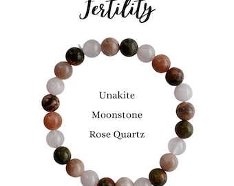 Pulsera de cristal de FERTILIDAD de equilibrio, pulsera de cristal de fertilidad para una concepción saludable manifiesta, cristales de fertilidad para el equilibrio hormonal