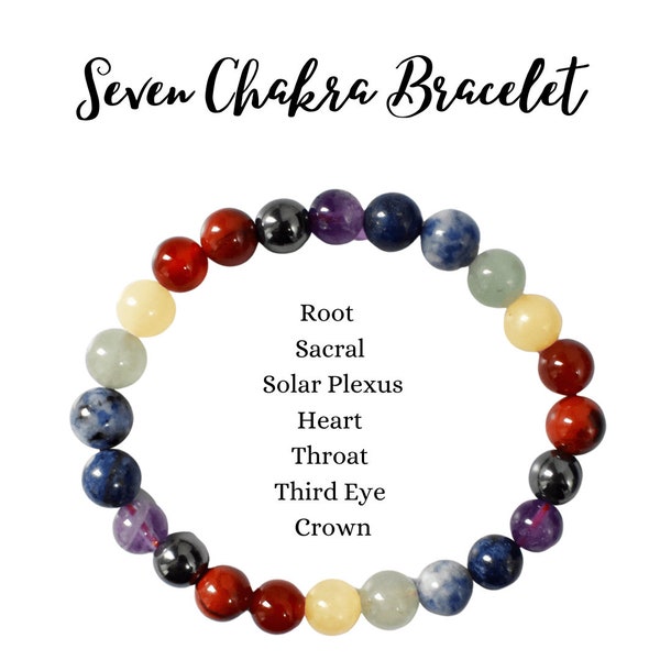 7 Chakra Bracelet, Chakra Crystals Bracelet|8mm Natural Chakra Gemstone Healing Bracelet,Yoga Reiki Healing Crystal Bracelet