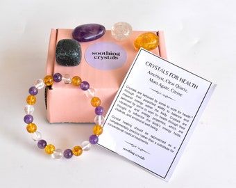 Promotes HEALTH Crystals Set, Health Gift Crystal Sets, Health Crystal Kit, Promoting Health Kit, Healing Crystal Balancing Stones Set
