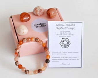Crystal SACRAL Chakra's Stones, Chakra Stone Set, Gift Set, Tumbled Stones, Spirituality Chakra kit, Chakra Balancing Stones, Bulk Stone