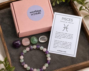 PISCES Zodiac Crystals Set, Astrology Birthday Gift, Astrology Gift, Tumbled Stones Astrology Set, Zodiac Pisces Crystal Stones, Zodiac Gift