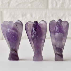 2&#39;&#39; Amethyst Crystal Angel, Beautiful Figurines Angel Gemstone, Guardian Healing Energy Statue, Enhance Spiritual Connection & Protection