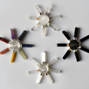 Chakra 7 Point Energy Generator with Crystal Quartz Pyramid ideal for crystal grid to be kept in office living room