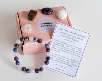 Promoting INNER PEACE Crystals Set, Peace of Mind Stones, Balancing Crystals Gift Set, Crystal Gift Box, Crystal Stones For Inner Peace