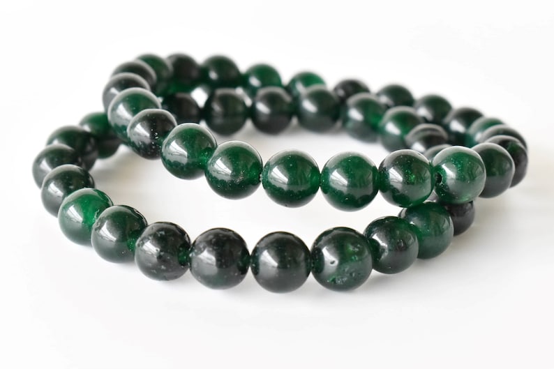 Green Jade Bracelet A Round Bead Bracelet, Gemstone Bracelet 4mm, 6mm, 8mm, 10mm image 6