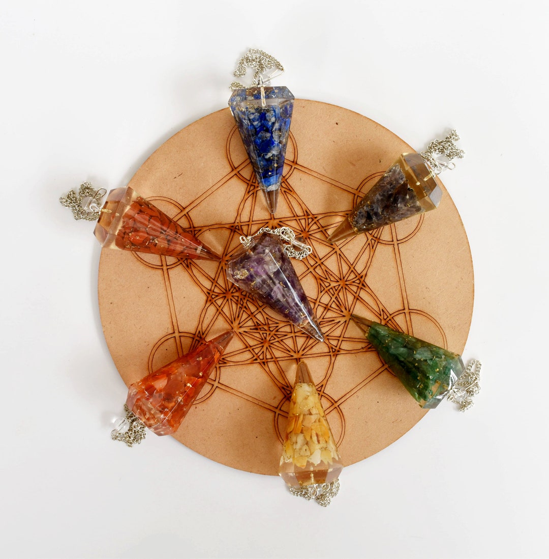 Set of 7 Chakra Orgone Cone Pendulums Healing Crystal Pendulums - Etsy