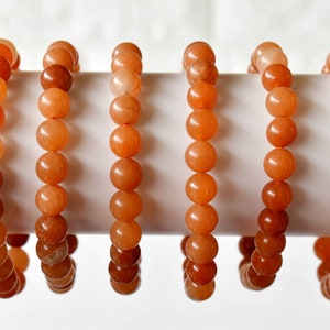 Red Aventurine Bracelet Round Bead Bracelet, Gemstone Bracelet, 6mm, 8mm, 10mm Crystal Beads, Starchy Handmade Aventurine Beaded Bracelet