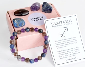 SAGITTARIUS Zodiac Crystals Set, Astrology Birthday Gift, Astrology Gift, Tumbled Stones Astrology Set, Zodiac Crystal Stones, Zodiac Gift