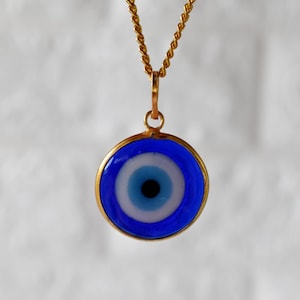 PERIMADE Turkish Evil Eye Pendant Necklace Charm • Blue Glass Evil Eye Bracelet Electroplated Gold Charm • Dainty Cute Phone Pendant