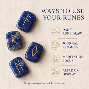 Lapis Lazuli Rune Sets Elder Futhrak Rune Set comes with black velvet pouch to carry and rune card image 10